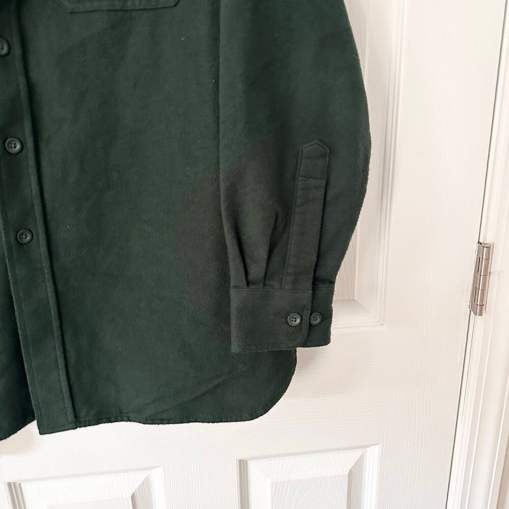 LL Bean Men Dark Green Button Down Cotton Chamois Flannel Shirt MT03 Medium - Picture 5 of 8